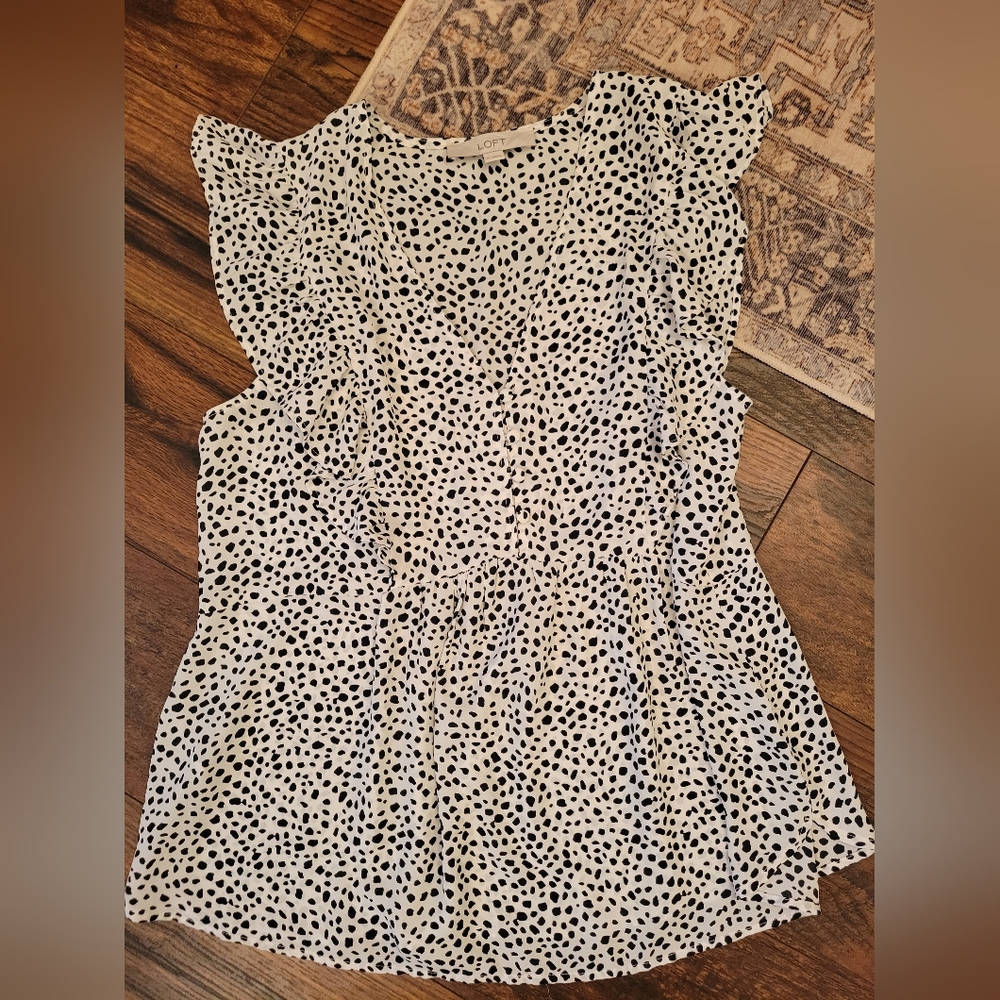 Polka Dot Ruffle Sleeve Top